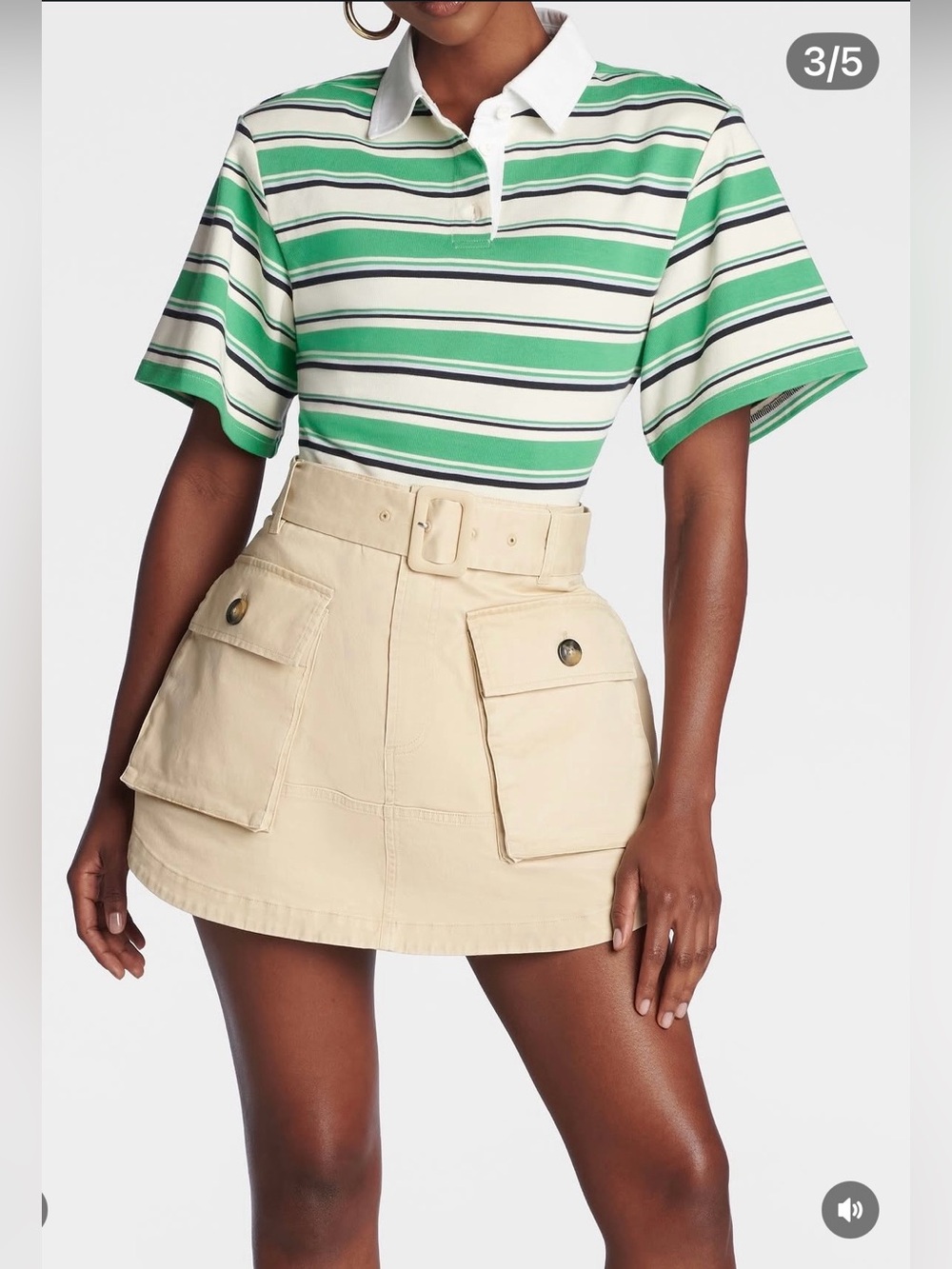 KBB : Cargo Tan Flare Skirt new without tags